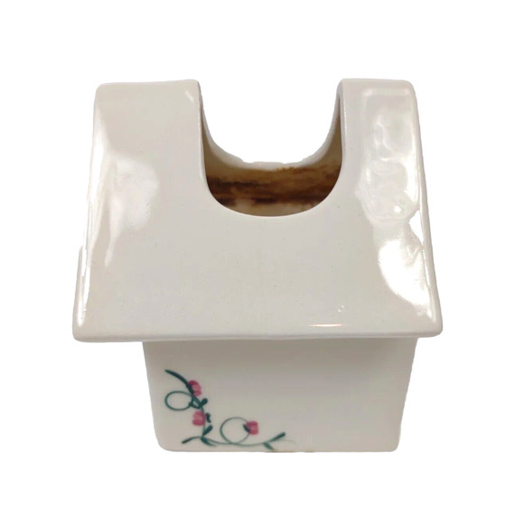 HOMCO Home Interiors Ceramic Birdhouse Planter Painted Rose Vine Wall Pocket - Picture 3 of 8